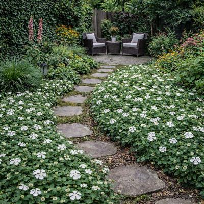 COVERGREEN® Vinca Minor 'Alba' plantenmat (38 x 57 cm)